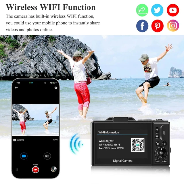 Alt view image 3 of 7 - 4K Digital Camera for Photography with WiFi & 18X Digital Zoom