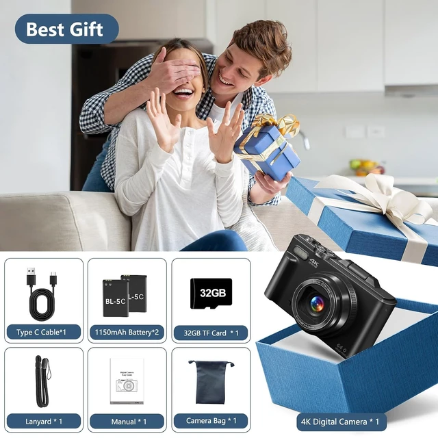Alt view image 7 of 7 - 4K Digital Camera for Photography,64MP Vlogging Cameras for YouTube
