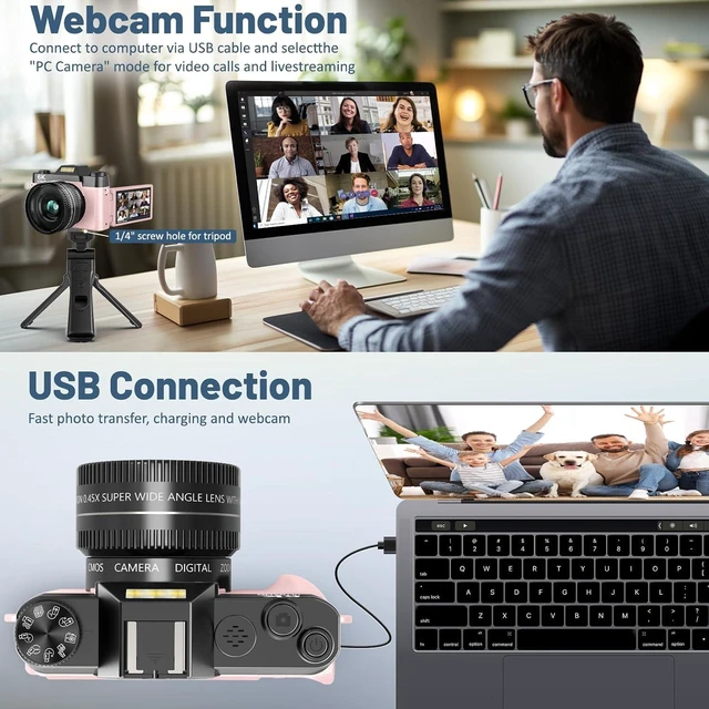 Alt view image 6 of 7 - Digital Camera, 6K Digital Cameras with 16X Zoom for Photography, 180° Flip Screen, WiFi, 2 Batteries with 52mm Wide Angle & Macro Lenses
