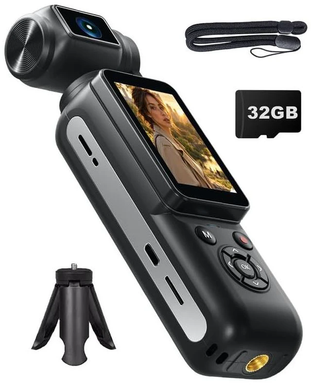 Main image of 4K Portable Vlogging Camera, 80MP Digital Cameras with 2.2'' Rotatable Touchscreen and 330° Rotating Lens, WiFi Face Tracking, YouTube Cameras for Content Creators