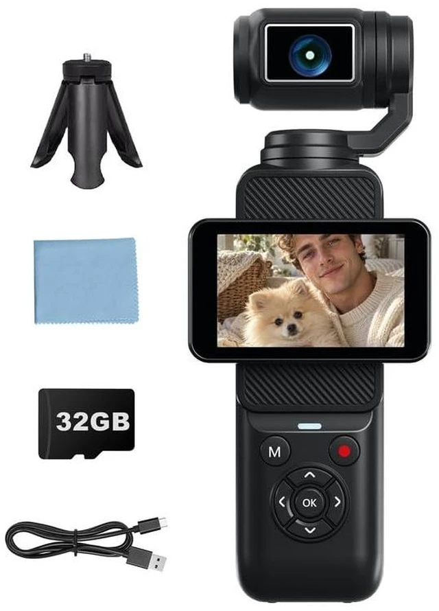 Main image of Portable 4K Vlog Camera, 80MP Digital Cameras with WiFi and Face Tracking, 2.2'' Rotatable Touchscreen, 330° Rotating Lens, YouTube Camera