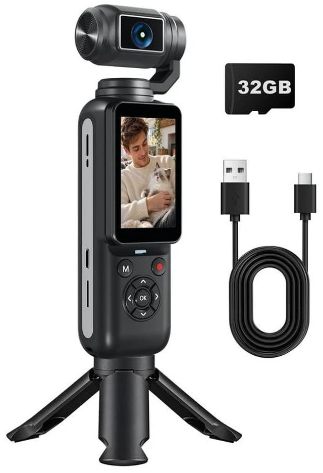 Main image of 80MP Vlog Camera for YouTube, 4K Digital Camera with 330° Rotating Lens and 2.2" Rotatable Touchscreen, WiFi Face Tracking, Portable Blogging Camera with 32GB TF Card