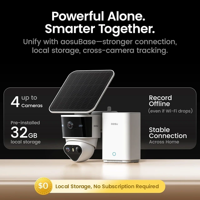Alt view image 5 of 7 - T2 Pro 3K Dual Cam Solar Security Camera, AI Tracking, 2-Cam Kit