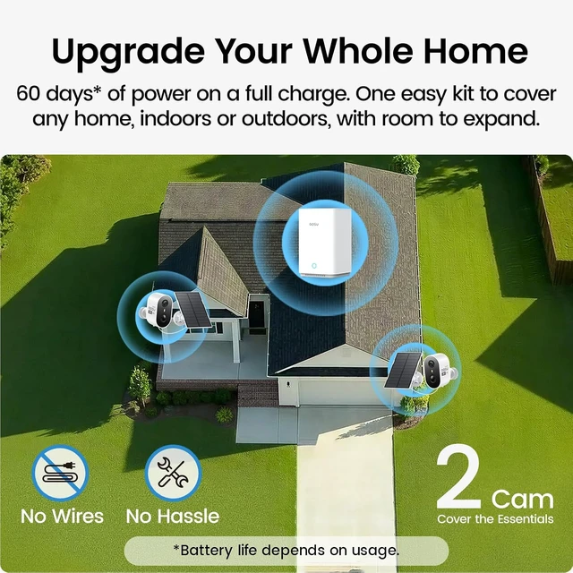 Alt view image 3 of 7 - 2K Solar Security Cameras Wireless Outdoor System, 2-Cam-Kit