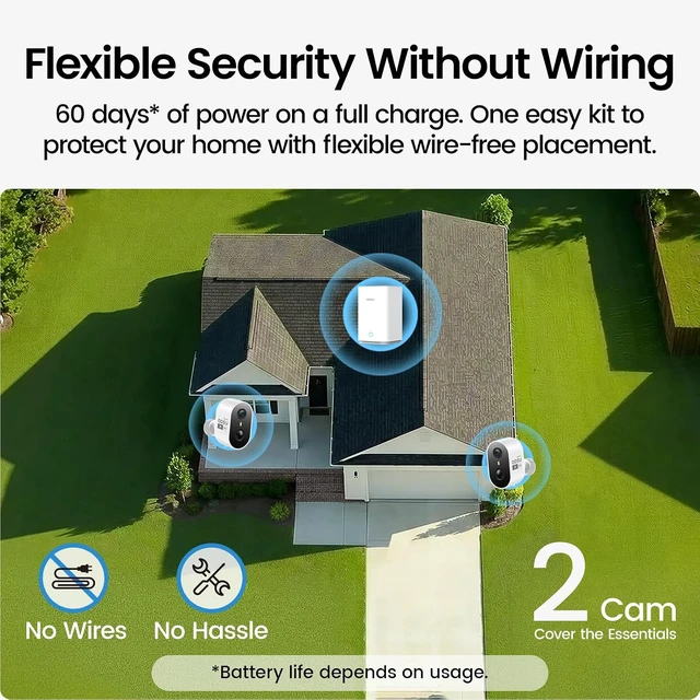 Alt view image 3 of 7 - 2K Battery Security Cameras Wireless Outdoor System, 2-Cam-Kit