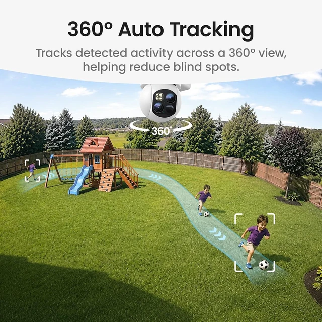 Alt view image 5 of 7 - T2 Dual-Lens 3K Telephoto 360° PTZ Wireless Outdoor Security Camera