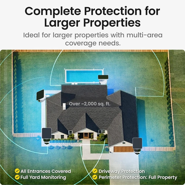 Alt view image 2 of 7 - T2 Pro 3K Dual Cam Solar Security Camera, AI Tracking, 4-Cam Kit