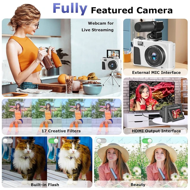 Alt view image 7 of 7 - 8K Digital Camera for Photography, Autofocus Vlogging Camera for YouTube