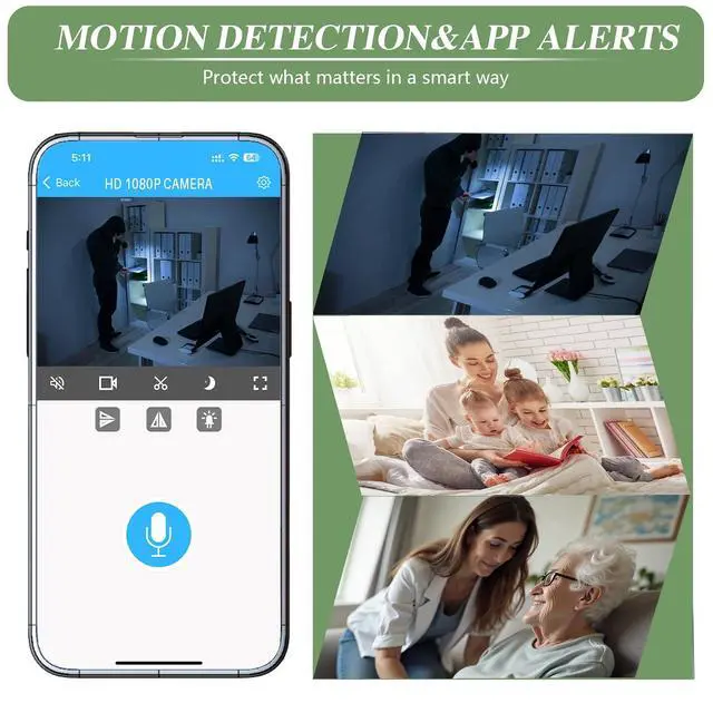 Alt view image 4 of 7 - WiFi mini Wall-Mounted Camera, 1080P HD, Supports Remote Monitoring and Motion Detection, Multi-Functional Home Security Camera