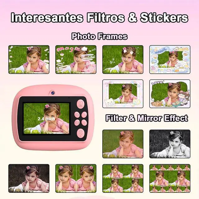 Alt view image 6 of 6 - Kids Camera Instant Print, Christmas Birthday Gifts for Kids Age 3-12, Selfie Digital Camera with 1080P Videos,Toddler Portable Travel Camera Toy for 4 5 6 7 8 9 Year Old Boys