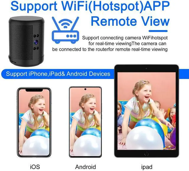 Alt view image 6 of 6 - Portable Bluetooth Speaker Camera Wireless WiFi 1080P Security Nanny Cam Motion Detection