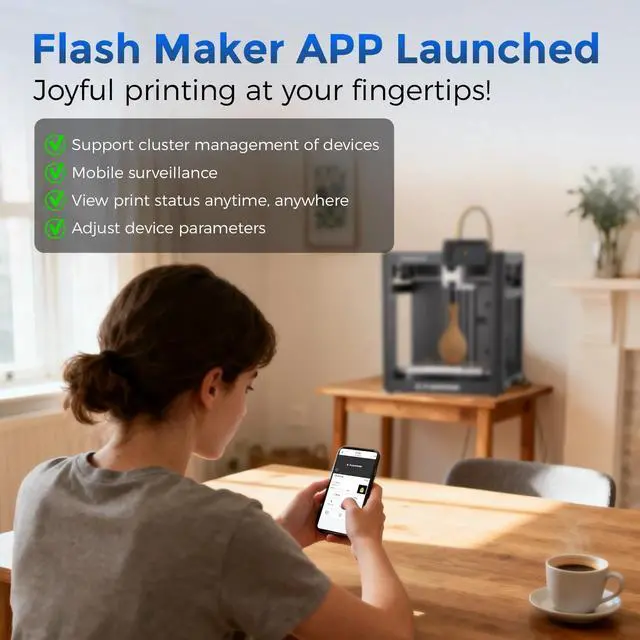 Alt view image 3 of 6 - Flashforge Adventurer 5M 3D Printer, 600mm/s High Speed Printing & Screen, 1 Count, 8.7 x 8.7 x 8.7''