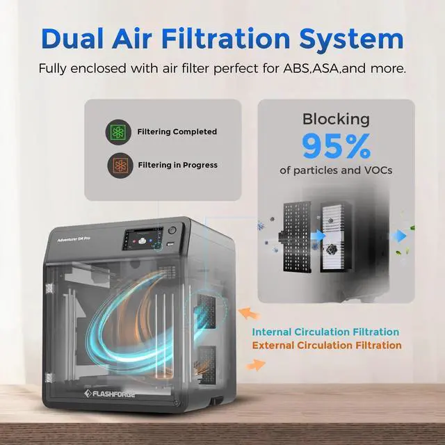 Alt view image 4 of 7 - Flashforge Adventurer 5M Pro High Speed PLA, FLEXIBLE, ABS 3D Printer with Quick-Release Nozzles & 50dB Casing