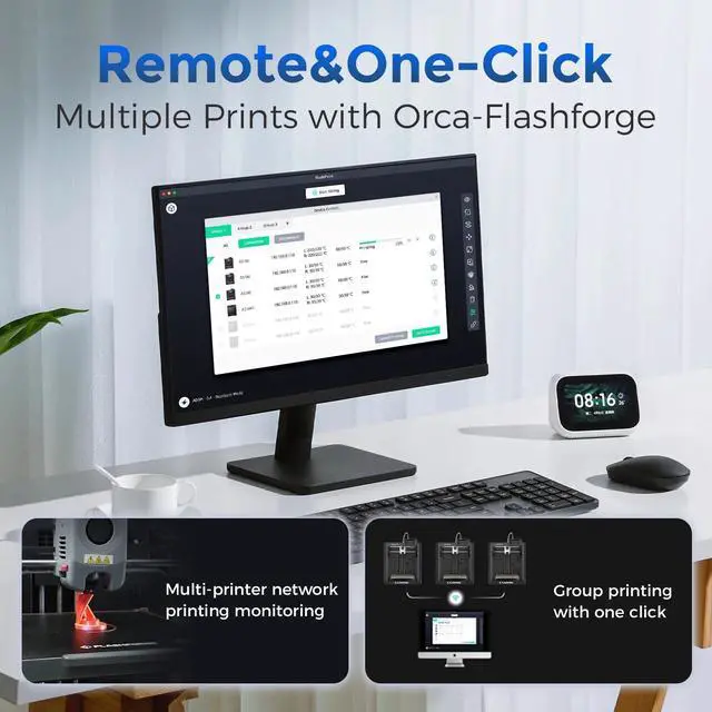 Alt view image 7 of 7 - Flashforge Adventurer 5M 3D Printer, 600mm/s High Speed Printing & Screen, 1 Count, 8.7 x 8.7 x 8.7''