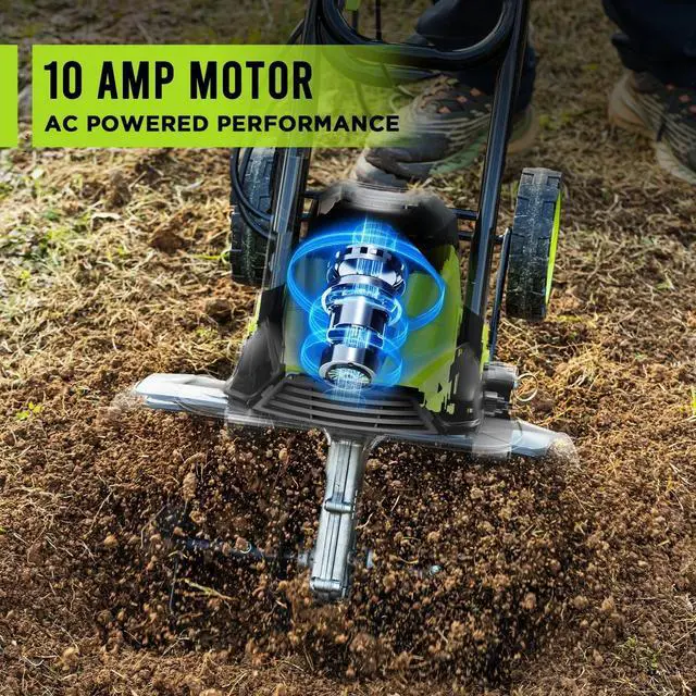 Alt view image 7 of 7 - Steelite 14-Inch Corded Electric Tiller,10-Amp Electric Tiller and Cultivator for Gardening, Lightweight Rototiller