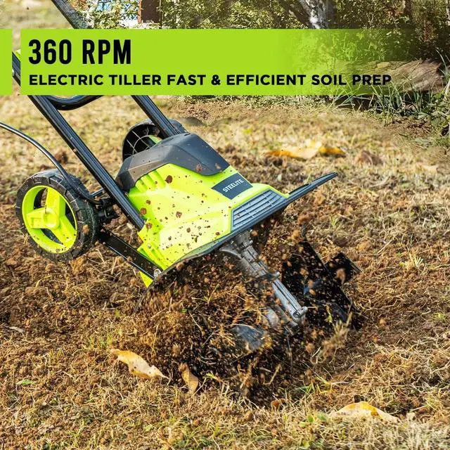 Alt view image 2 of 7 - Steelite 14-Inch Corded Electric Tiller,10-Amp Electric Tiller and Cultivator for Gardening, Lightweight Rototiller