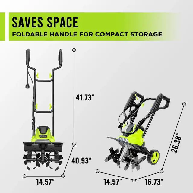 Alt view image 6 of 7 - Steelite 14-Inch Corded Electric Tiller,10-Amp Electric Tiller and Cultivator for Gardening, Lightweight Rototiller
