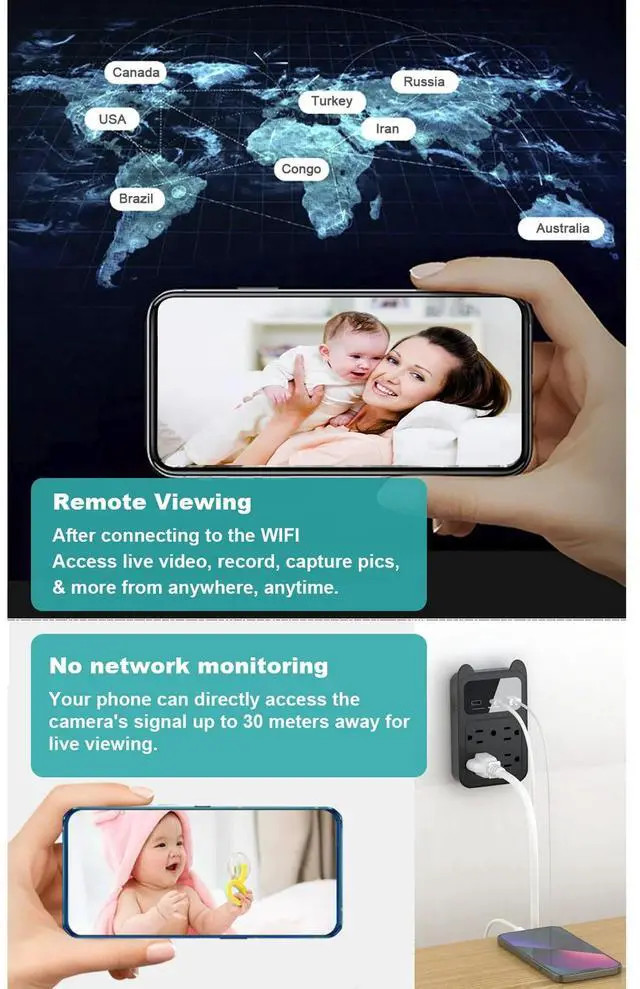 Alt view image 2 of 7 - CAMDUCK HD 2K WiFi Wireless Charger Nanny cam