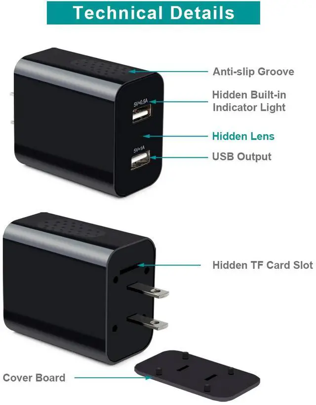 Alt view image 5 of 7 - Nanny Cam Indoor Camera for Home Security Wall Charger WiFi Camera