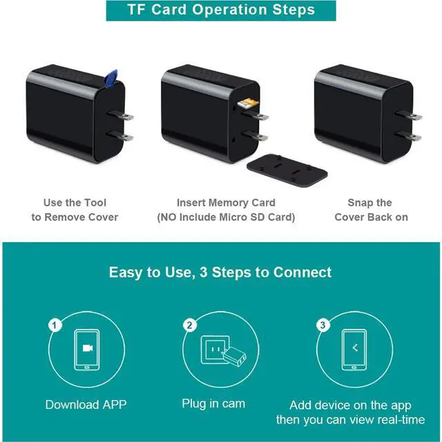 Alt view image 4 of 7 - Nanny Cam Indoor Camera for Home Security Wall Charger WiFi Camera