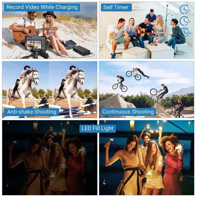 Alt view image 7 of 7 - Digital Camera 6K 64MP Wifi Vlogging Cameras for YouTube 3''180° Flip Screen 16X Zoom 32GB SD Card 52mm Lens Black