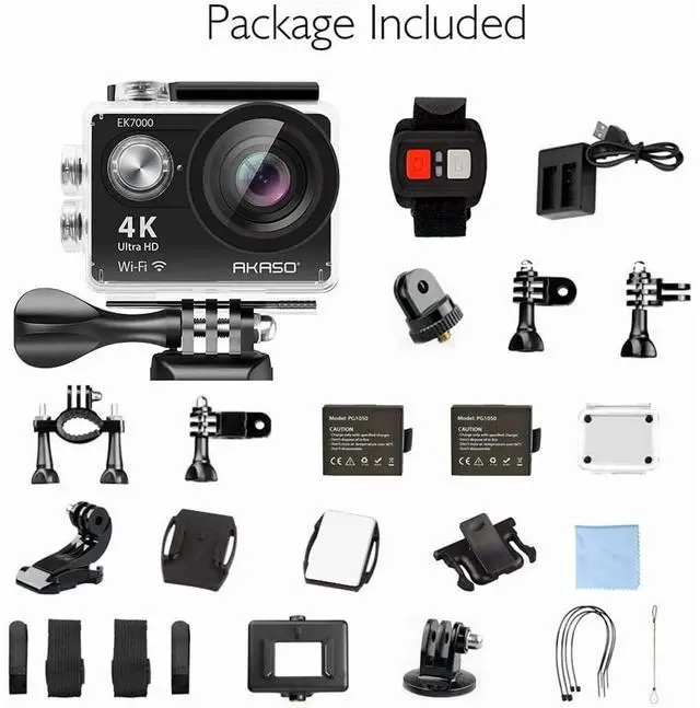 Alt view image 6 of 7 - AKASO EK7000 4K Ultra HD Action Camera, 30fps, 170° Wide Angle, Waterproof up to 98ft, Wifi, Remote Control