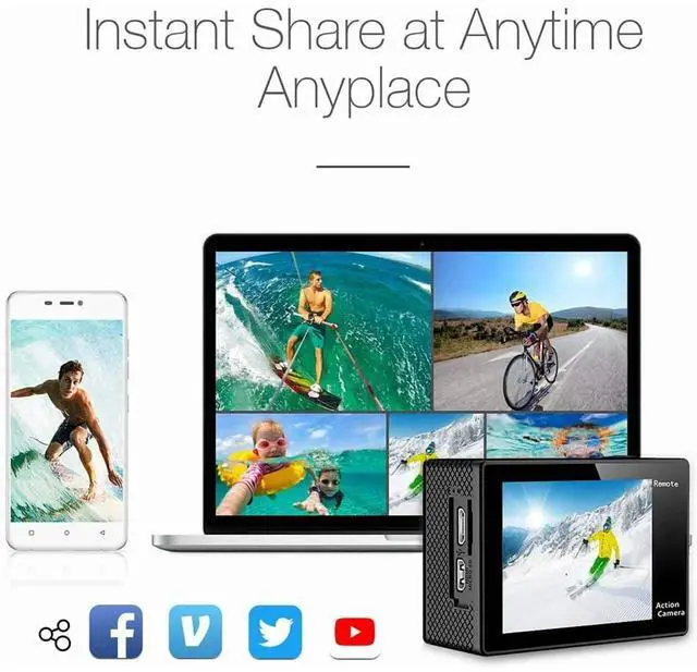 Alt view image 2 of 7 - AKASO EK7000 4K Ultra HD Action Camera, 30fps, 170° Wide Angle, Waterproof up to 98ft, Wifi, Remote Control