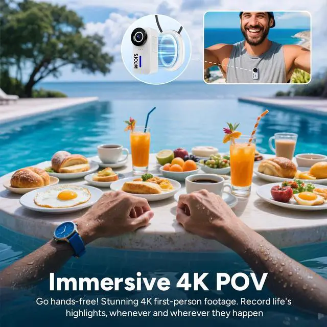 Alt view image 4 of 7 - 4K Ultra HD Action Camera, EIS Stabilization, Waterproof 30M, 125° Wide Angle, Body Camera with Helmet/Chest Mount, Built-in WiFi & Microphone, 15MP Photo, Vlogging Camera(Entry-Level)