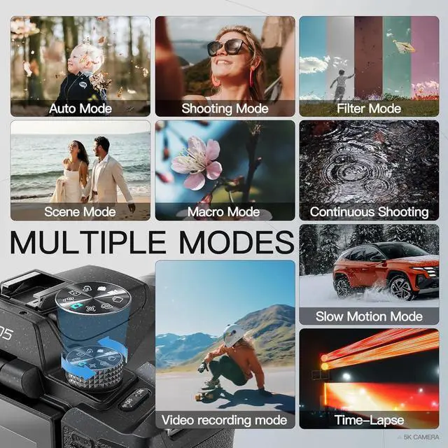 Alt view image 5 of 7 - NBD Digital Camera for Photography,4K 64MP Video Camera with 16X Digital Zoom and 32GB SD Card Black