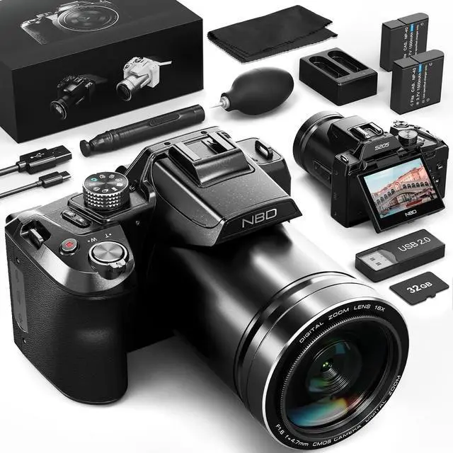 Main image of NBD Digital Camera for Photography,4K 64MP Video Camera with 16X Digital Zoom and 32GB SD Card Black