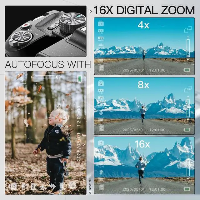 Alt view image 7 of 7 - NBD Digital Camera for Photography,4K 64MP Video Camera with 16X Digital Zoom and 32GB SD Card Black