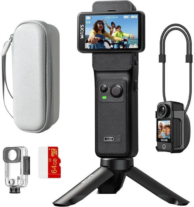 Main image of C400 3 in 1 Vlogging Camera Combo, 4K Pocket Handheld Camera, 7H Power, 6-Axis Stabilization Action Camera, 2.29''Touch Screen, Waterproof Body Cam for Travel Vlog and YouTube Live Streaming