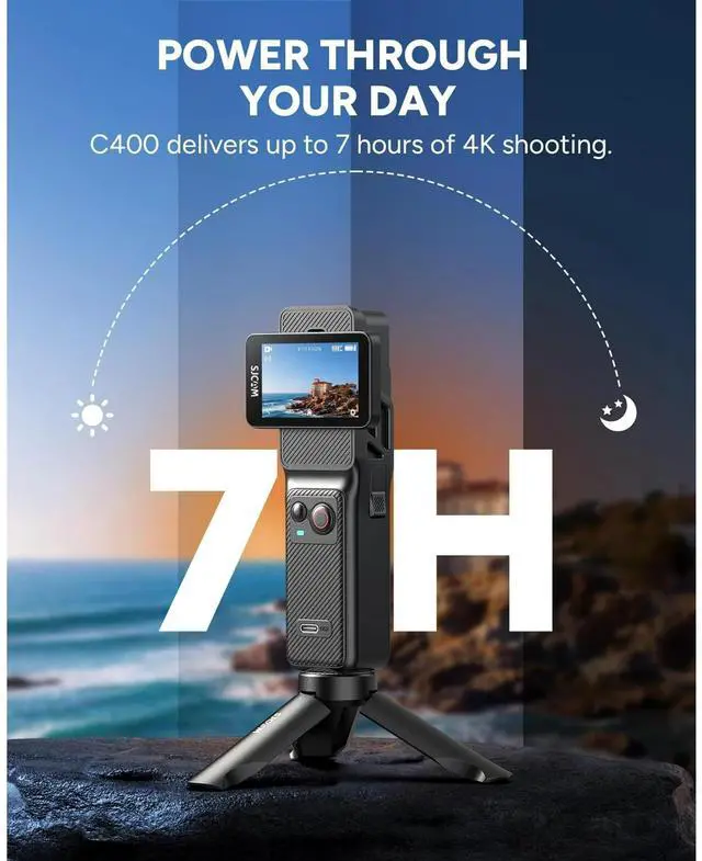 Alt view image 3 of 7 - C400 3 in 1 Vlogging Camera Combo, 4K Pocket Handheld Camera, 7H Power, 6-Axis Stabilization Action Camera, 2.29''Touch Screen, Waterproof Body Cam for Travel Vlog and YouTube Live Streaming