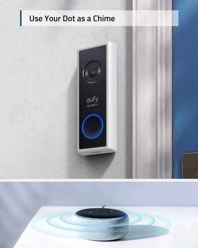 Alt view image 2 of 7 - eufy Wireless Video Doorbell 1080P Security Camera Smart Intercom w/ Wi-Fi Chime