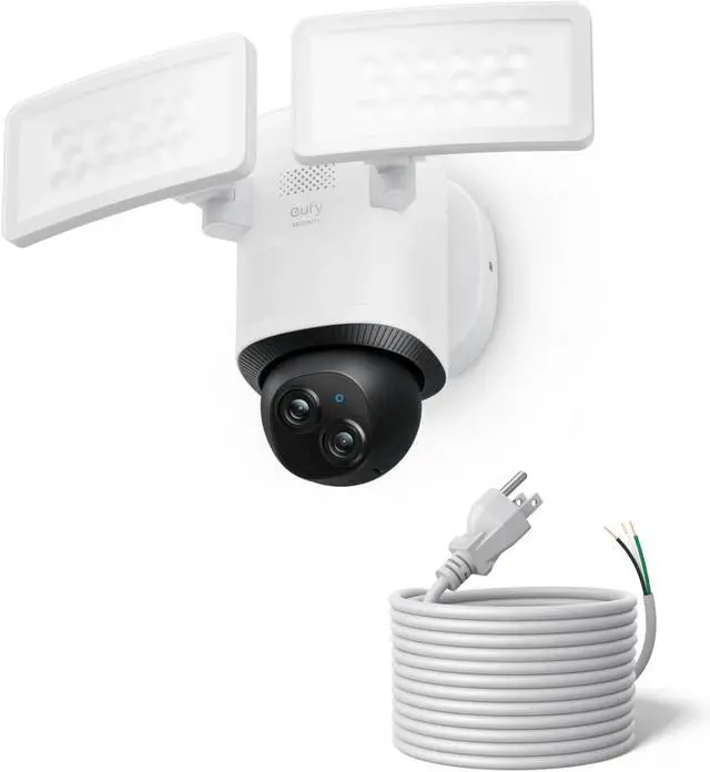 Alt view image 2 of 7 - eufy Outdoor Floodlight Camera E340 20ft AC Cable 360° PTZ Dual Cam HomeBase 3
