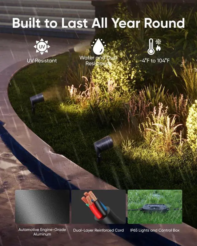 Alt view image 2 of 7 - eufy Outdoor Spotlights E10 Smart AI RGBWW LED Landscape Light w/ Alexa (Wired)