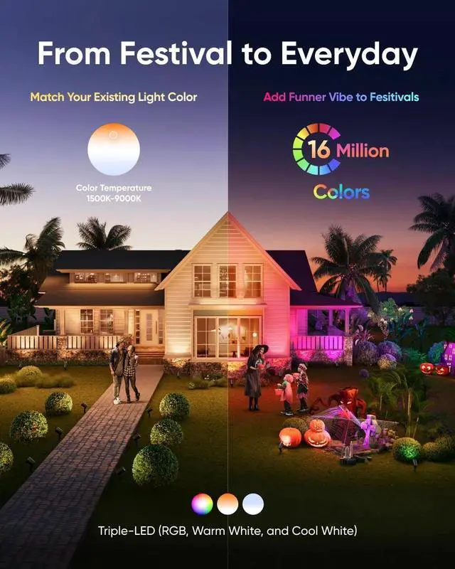 Alt view image 3 of 7 - eufy Outdoor Spotlights E10 Smart AI RGBWW LED Landscape Light w/ Alexa (Wired)