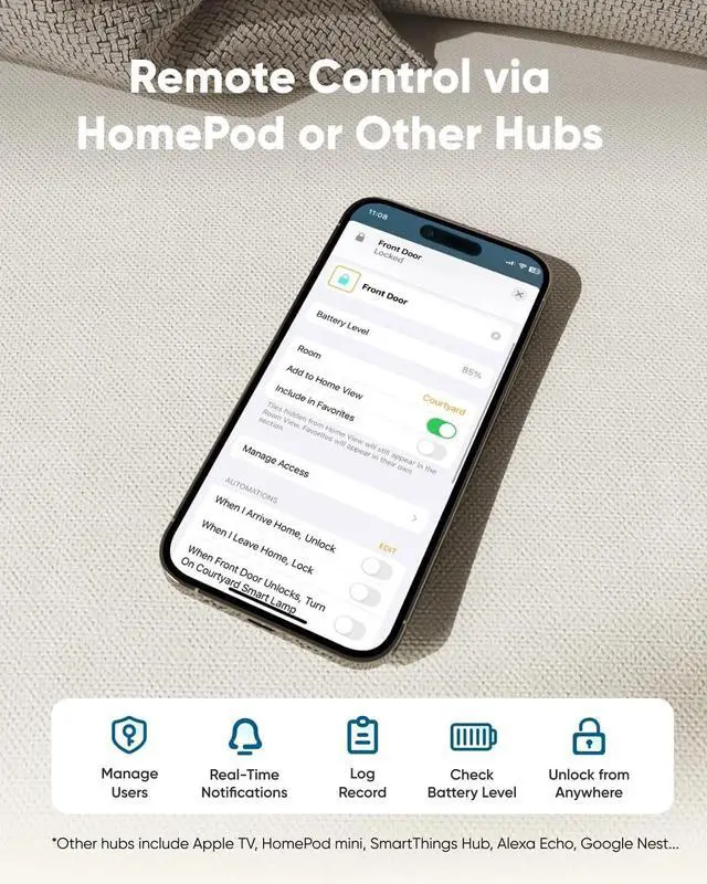 Alt view image 4 of 4 - eufy Smart Lock C34 Keyless Entry Door Lock Deadbolt Built-in WiFi w/ Apple Home