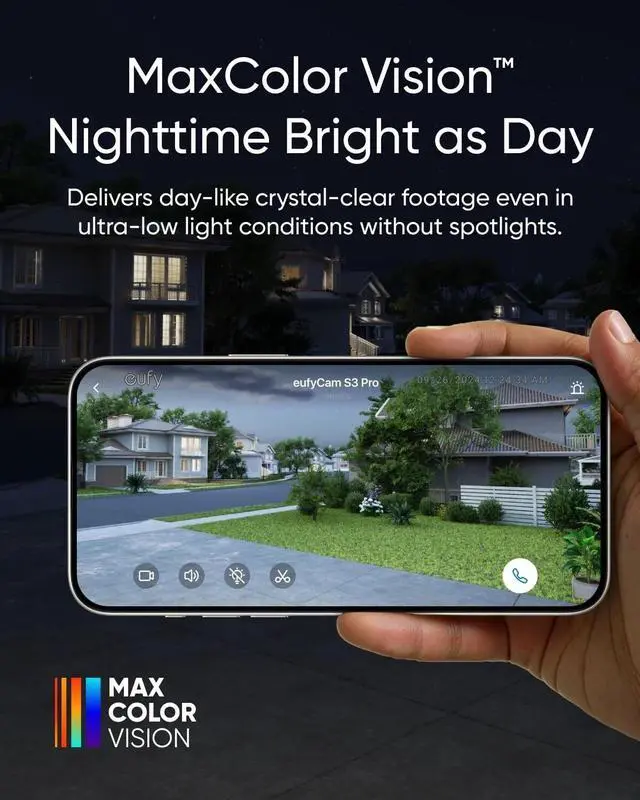 Alt view image 3 of 5 - eufy eufyCam S3 Pro 4K Solar Cameras Wireless Security Kit MaxColor Night Vision