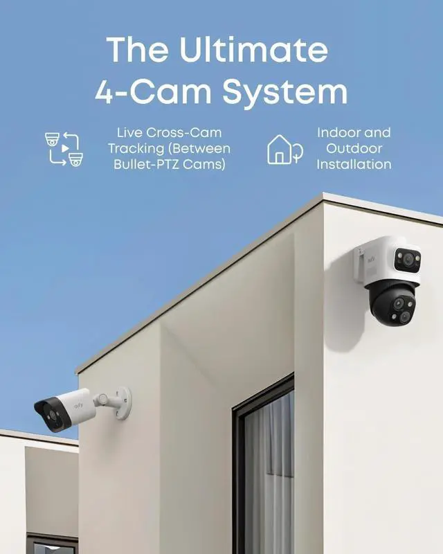 Alt view image 3 of 7 - eufy PoE NVR Security Camera System S4, 2 Bullet-PTZ Cams, 2 Bullet Cams, 360°