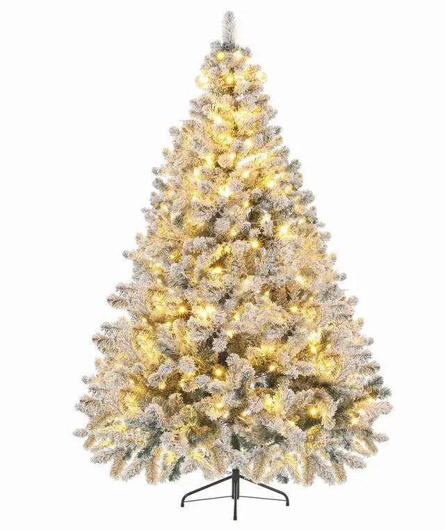 Alt view image 4 of 7 - NOVAROOT 6ft Prelit Snow Flocked Artificial Full Christmas Tree with Sturdy Base