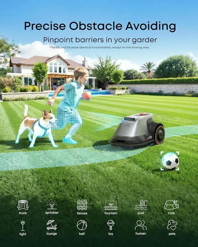 Alt view image 4 of 7 - eufy Robot Lawn Mower E15 Cordless No RTK Hands-Free Auto Mapping APP Control