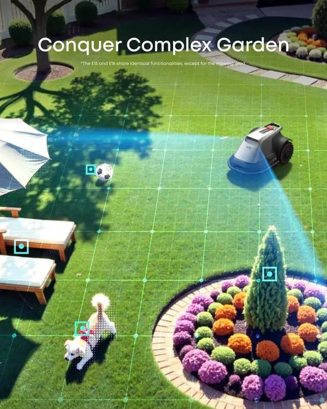 Alt view image 5 of 7 - eufy Robot Lawn Mower E15 Cordless No RTK Hands-Free Auto Mapping APP Control