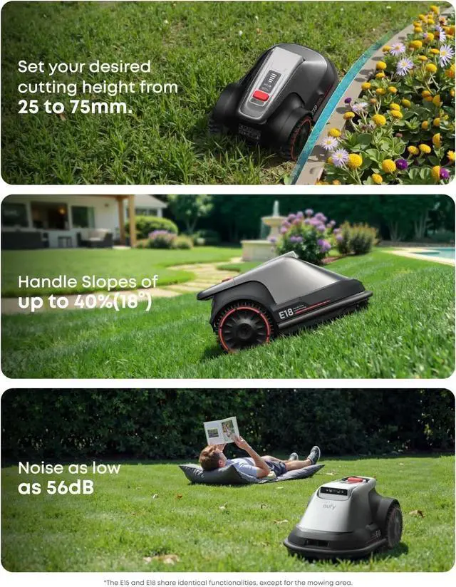Alt view image 6 of 7 - eufy Robot Lawn Mower E15 Cordless No RTK Hands-Free Auto Mapping APP Control