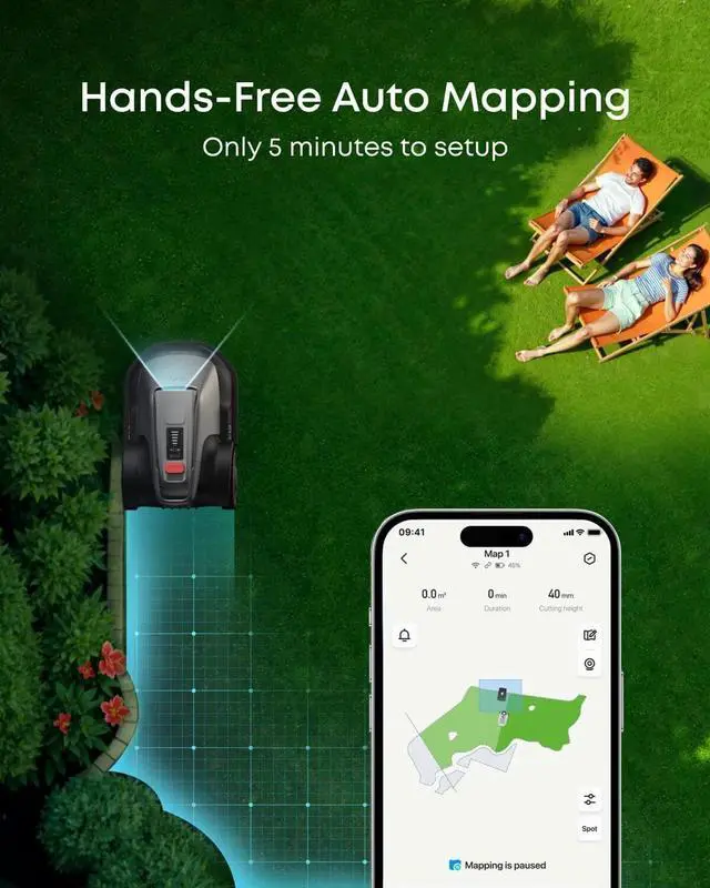 Alt view image 3 of 7 - eufy Robot Lawn Mower E15 Cordless No RTK Hands-Free Auto Mapping APP Control