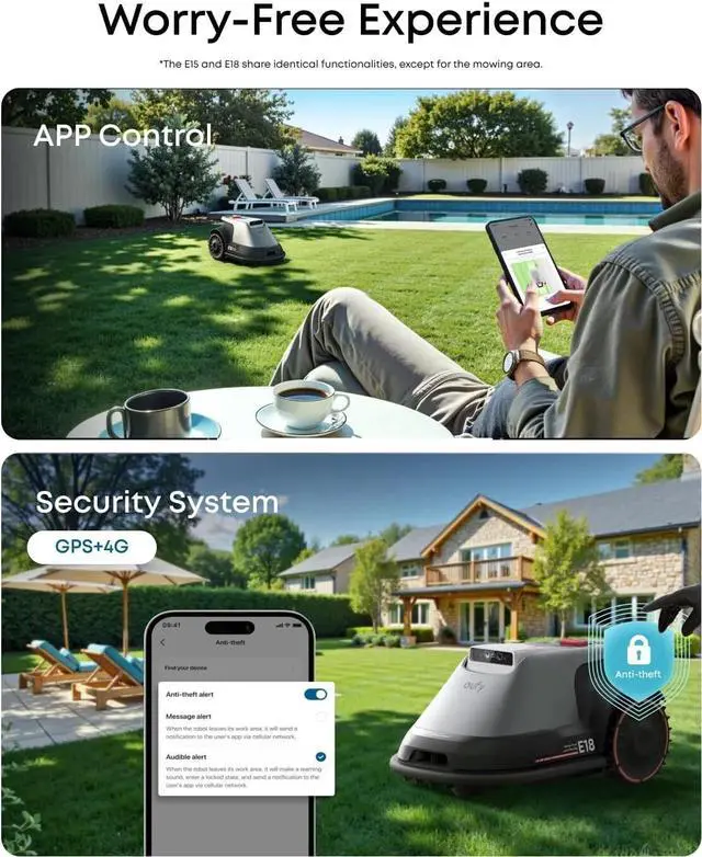 Alt view image 2 of 7 - eufy Robot Lawn Mower E15 Cordless No RTK Hands-Free Auto Mapping APP Control