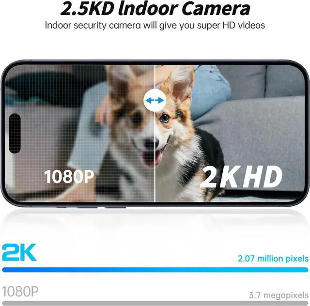 Alt view image 6 of 7 - Indoor Camera Robot, 2k 5g/2.4ghz WiFi Pet Robot Cam with Phone App EseeCloud, 360 PTZ Nanny Cam Dog Cam with Audio/Video, Spy Camera 2-Way Audio Motion Tracking 7/24 Night Vision