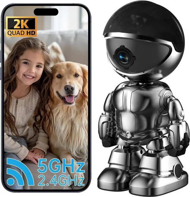 Main image of Indoor Camera Robot, 2k 5g/2.4ghz WiFi Pet Robot Cam with Phone App EseeCloud, 360 PTZ Nanny Cam Dog Cam with Audio/Video, Spy Camera 2-Way Audio Motion Tracking 7/24 Night Vision