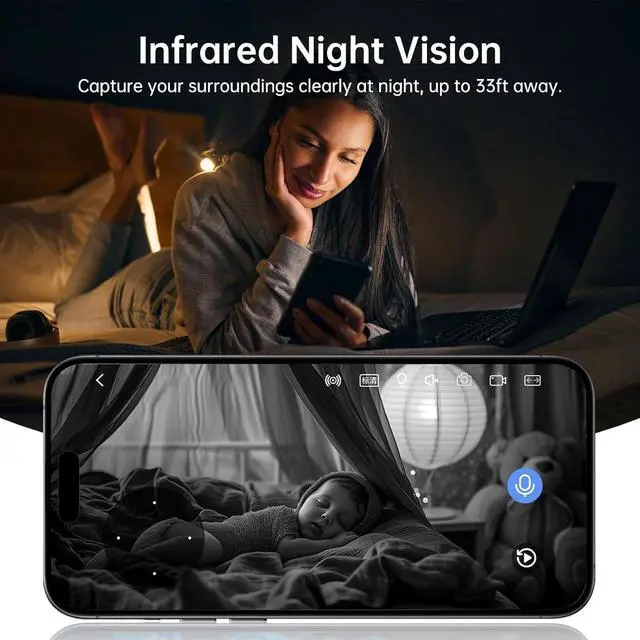 Alt view image 7 of 7 - Indoor Camera Robot, 2k 5g/2.4ghz WiFi Pet Robot Cam with Phone App EseeCloud, 360 PTZ Nanny Cam Dog Cam with Audio/Video, Spy Camera 2-Way Audio Motion Tracking 7/24 Night Vision