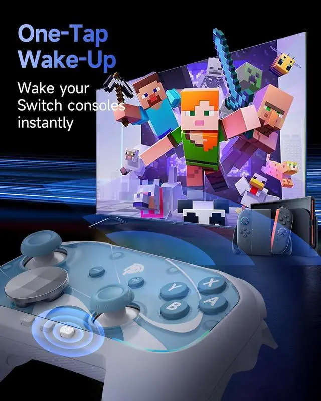 Alt view image 4 of 7 - EasySMX S10 Switch 2 Controller-One Key Wake-up, Switch 2 Pro Controller with 6 Axis Gyro, NFC Function, TMR Anti-Drift Joystick, HD Rumble, Swappable D-Pad & Faceplate-black white blu